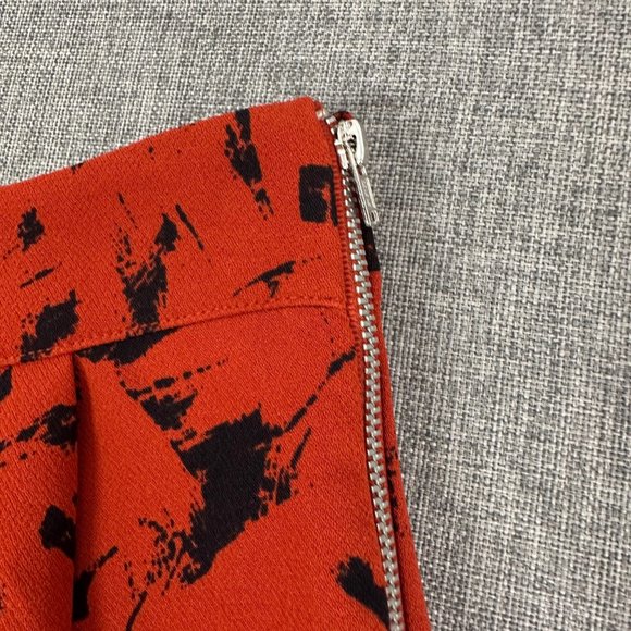 Harlowe & Graham Mini Skirt Pleated Pockets XS Zipper Closure Orange & Black - Picture 2 of 12